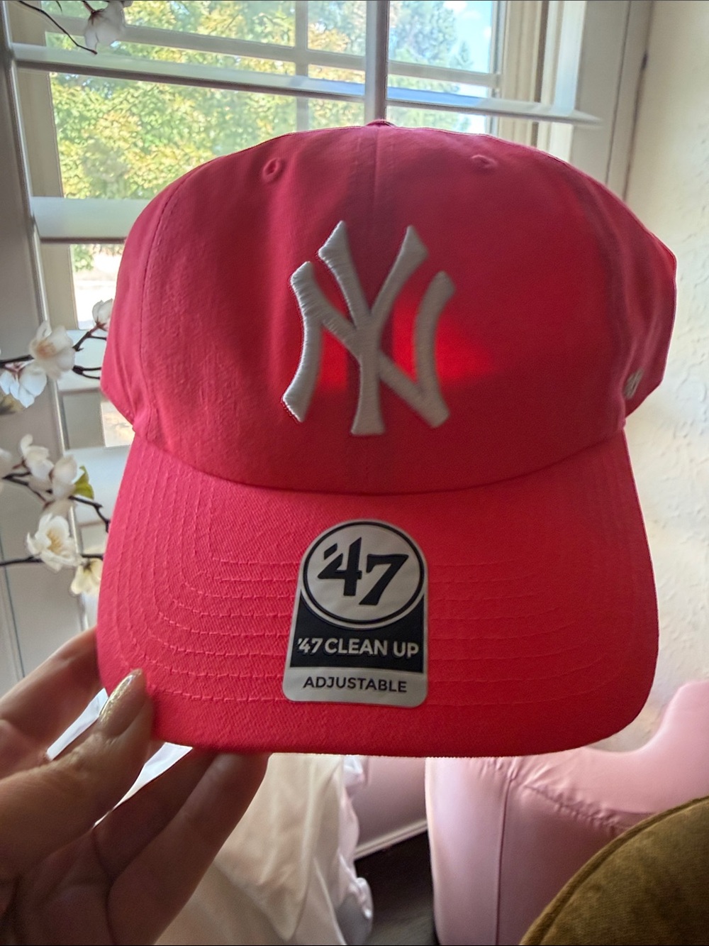 '47 Pink New York Yankees Adjustable Cap with White Logo